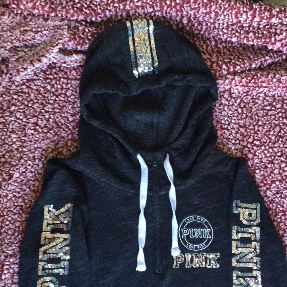 💖PINK💖Victoria Secret ✨bling half zip hoodie